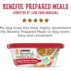 Purina Beneful Prepared Meals Beef & Chicken Medley With Green Beans, Carrots & Wild Rice Wet Dog Food -Cozy Paws 100163 PT6. AC SS1800 V1700161466