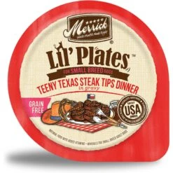Merrick Lil' Plates Grain-Free Small Breed Wet Dog Food Teeny Texas Steak Tips Dinner