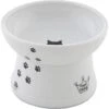 Necoichi Ceramic Elevated Cat Food Bowl, White Paw Print -Cozy Paws 118993 MAIN. AC SS1800 V1674730100