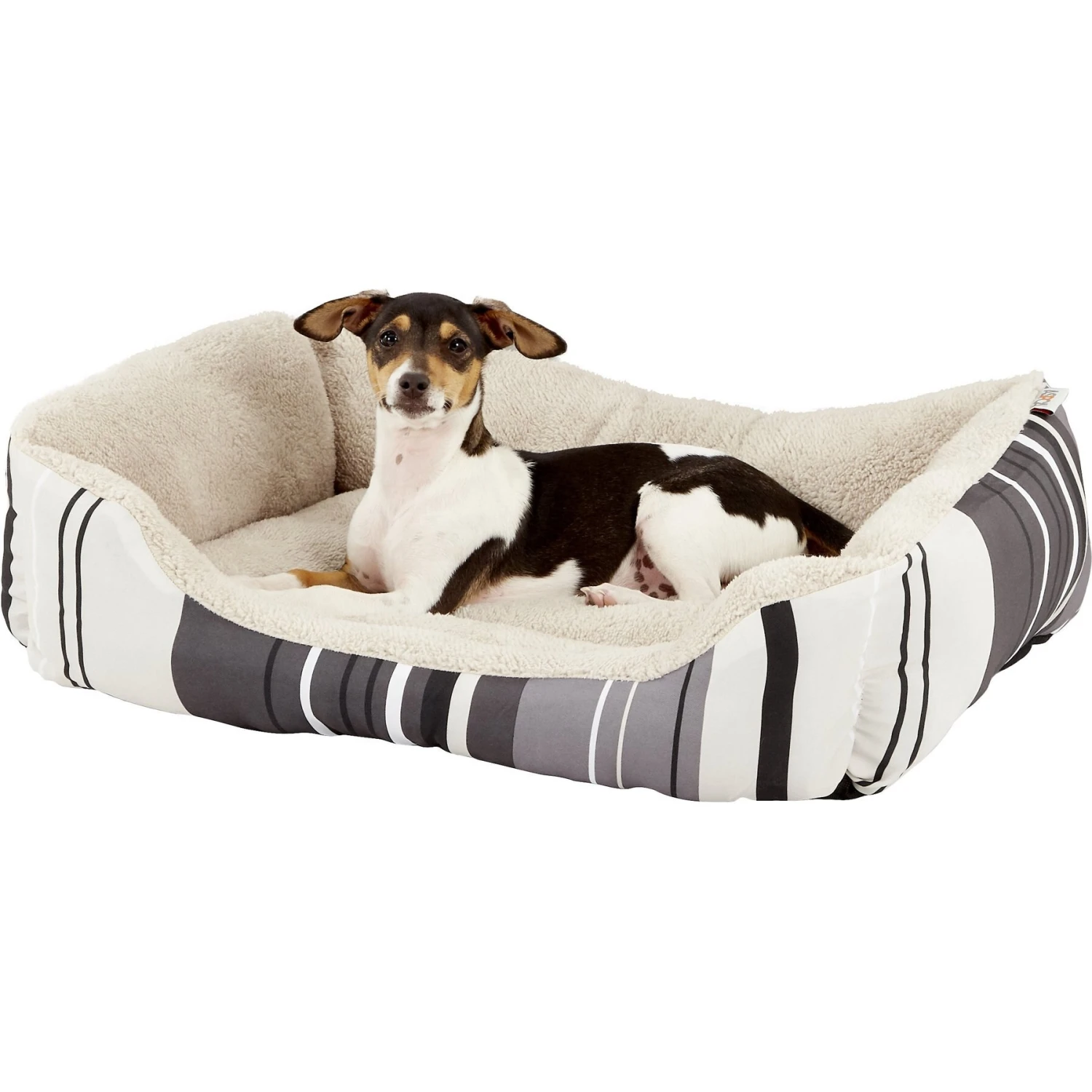 ASPCA Microtech Striped Bolster Dog Bed With Removable Cover 6 ASPCA Microtech Striped Bolster Dog Bed With Removable Cover - Image 4