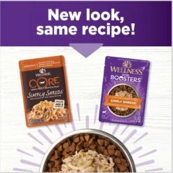 Wellness Bowl Boosters Simply Shreds Chicken Liver & Broccoli Natural Grain-Free Wet Dog Food Mixer Or Topper, 2.8-oz Pouch, Case Of 12 -Cozy Paws 120805 PT1. AC SS1800 V1673035377
