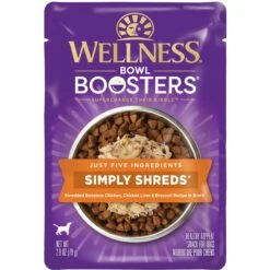 Wellness Bowl Boosters Simply Shreds Chicken Liver & Broccoli Natural Grain-Free Wet Dog Food Mixer Or Topper, 2.8-oz Pouch, Case Of 12 -Cozy Paws 120805 PT2. AC SS1800 V1673025978