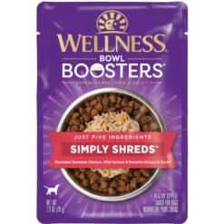 Wellness Bowl Boosters Simply Shreds Chicken, Salmon & Pumpkin Natural Grain-Free Wet Dog Food Mixer Or Topper, 2.8-oz Pouch, Case Of 12 -Cozy Paws 120807 PT2. AC SS1800 V1673025970
