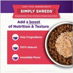 Wellness Bowl Boosters Simply Shreds Chicken, Salmon & Pumpkin Natural Grain-Free Wet Dog Food Mixer Or Topper, 2.8-oz Pouch, Case Of 12 -Cozy Paws 120807 PT5. AC SS1800 V1673035437