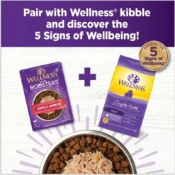 Wellness Bowl Boosters Simply Shreds Chicken, Salmon & Pumpkin Natural Grain-Free Wet Dog Food Mixer Or Topper, 2.8-oz Pouch, Case Of 12 -Cozy Paws 120807 PT6. AC SS1800 V1673035318