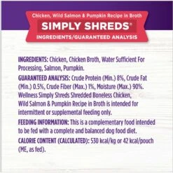 Wellness Bowl Boosters Simply Shreds Chicken, Salmon & Pumpkin Natural Grain-Free Wet Dog Food Mixer Or Topper, 2.8-oz Pouch, Case Of 12 -Cozy Paws 120807 PT7. AC SS1800 V1673035382