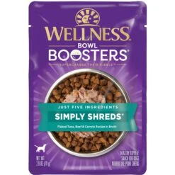 Wellness Bowl Boosters Simply Shreds Tuna, Beef & Carrots Natural Grain-Free Wet Dog Food Mixer Or Topper, 2.8-oz Pouch, Case Of 12 -Cozy Paws 120809 PT2. AC SS1800 V1673025968