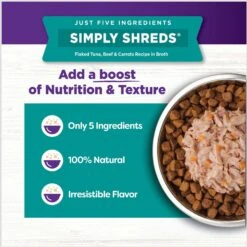 Wellness Bowl Boosters Simply Shreds Tuna, Beef & Carrots Natural Grain-Free Wet Dog Food Mixer Or Topper, 2.8-oz Pouch, Case Of 12 -Cozy Paws 120809 PT5. AC SS1800 V1673035381