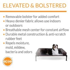 K&H Pet Products Original Bolster Pet Cot Elevated Dog Bed, Chocolate -Cozy Paws 121246 PT2. AC SS1800 V1620836545