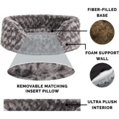 FurHaven Ultra Plush Oval Bolster Cat & Dog Bed With Removable Cover -Cozy Paws 123326 PT4. AC SS1800 V1693934293