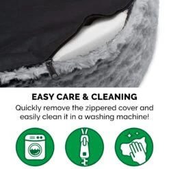 FurHaven Ultra Plush Oval Bolster Cat & Dog Bed With Removable Cover -Cozy Paws 123326 PT5. AC SS1800 V1693936005