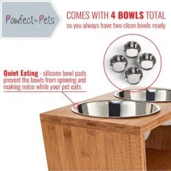 Pawfect Pets Premium Non-Skid Elevated Dog & Cat Bowl -Cozy Paws 127480 PT2. AC SS1800 V1627608991