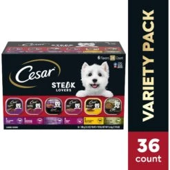 Cesar Steak Lovers Variety Pack Small Breed Adult Wet Dog Food Trays -Cozy Paws 128539 PT2. AC SS1800 V1695650783