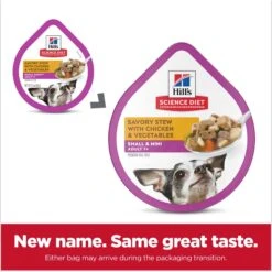 Hill's Science Diet Adult 7+ Small & Mini Savory Chicken & Vegetable Stew Dog Food Trays -Cozy Paws 133610 PT1. AC SS1800 V1692734466