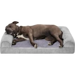 FurHaven Faux Fur Orthopedic Bolster Dog Bed With Removable Cover -Cozy Paws 138410 PT1. AC SS1800 V1693927175