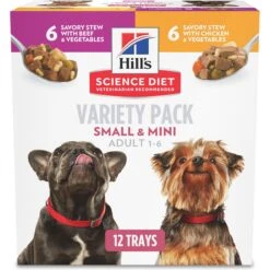 Hill's Science Diet Adult Small Paws Chicken & Vegetables & Beef & Vegetables Variety Pack Wet Dog Food Trays