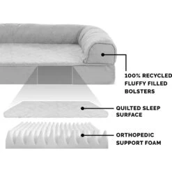 FurHaven Quilted Orthopedic Sofa Cat & Dog Bed With Removable Cover -Cozy Paws 145024 PT5. AC SS1800 V1606783656