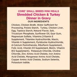 Wellness CORE Grain-Free Small Breed Mini Meals Shredded Chicken & Turkey In Gravy Dog Food Pouches -Cozy Paws 145502 PT4. AC SS1800 V1611772703
