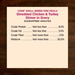 Wellness CORE Grain-Free Small Breed Mini Meals Shredded Chicken & Turkey In Gravy Dog Food Pouches -Cozy Paws 145502 PT6. AC SS1800 V1611775315