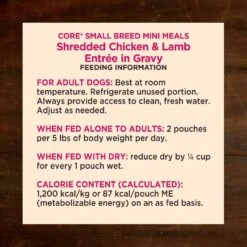 Wellness CORE Grain-Free Small Breed Mini Meals Shredded Chicken & Lamb In Gravy Dog Food Pouches -Cozy Paws 145504 PT5. AC SS1800 V1611770533