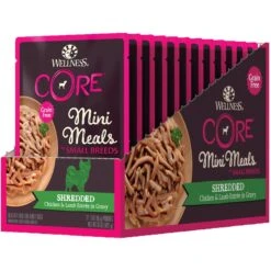 Wellness CORE Grain-Free Small Breed Mini Meals Shredded Chicken & Lamb In Gravy Dog Food Pouches -Cozy Paws 145504 PT8. AC SS1800 V1598309202