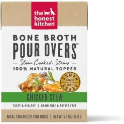 The Honest Kitchen Bone Broth POUR OVERS Chicken Stew Wet Dog Food Topper, 5.5-oz, Case Of 12
