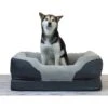 BarksBar Snuggly Sleeper Orthopedic Bolster Dog Bed With Removable Cover, Gray -Cozy Paws 154344 MAIN. AC SS1800 V1628015183