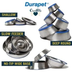 OurPets Durapet Premium Rubber-Bonded Stainless Steel Bowl -Cozy Paws 155067 PT5. AC SS1800 V1638841099