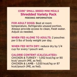 Wellness CORE Mini Meals Chicken & Turkey, Chicken & Lamb Shredded Variety Pack Natural Wet Dog Food Pouches -Cozy Paws 155310 PT5. AC SS1800 V1611770487