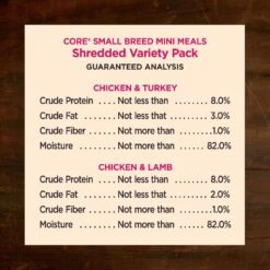 Wellness CORE Mini Meals Chicken & Turkey, Chicken & Lamb Shredded Variety Pack Natural Wet Dog Food Pouches -Cozy Paws 155310 PT6. AC SS1800 V1611768401