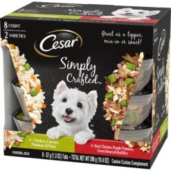 Cesar Simply Crafted Variety Pack Chicken, Carrots, Potatoes & Peas & Beef, Chicken, Purple Potatoes, Green Beans & Red Rice Adult Wet Dog Food Topper -Cozy Paws 156811 PT2. AC SS1800 V1695655150