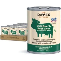Dave's Pet Food 95% Premium Beef & Beef Liver Grain-Free Recipe Canned Dog Food