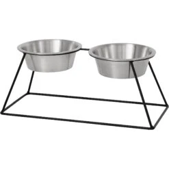 Frisco Pyramid Elevated Stainless Steel Double Diner Dog & Cat Bowl -Cozy Paws 159884 PT2. AC SS1800 V1583424781