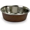 OurPets Durapet Non-Skid Woodgrain Stainless Steel Dog & Cat Bowl
