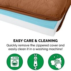 FurHaven Quilted Cooling Gel Bolster Cat & Dog Bed With Removable Cover -Cozy Paws 172297 PT7. AC SS1800 V1619659933