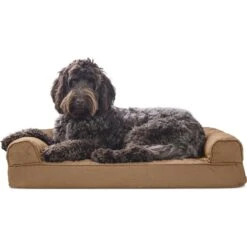 FurHaven Quilted Memory Top Bolster Cat & Dog Bed With Removable Cover -Cozy Paws 172324 PT3. AC SS1800 V1703880836