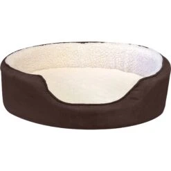 FurHaven Faux Sheepskin & Suede Orthopedic Bolster Dog Bed With Removable Cover -Cozy Paws 173080 PT2. AC SS1800 V1612503994