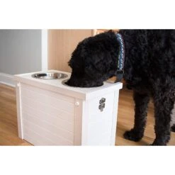 New Age Pet ECOFLEX Piedmont Double Diner Elevated Dog Bowls & Storage -Cozy Paws 175299 PT2. AC SS1800 V1580311995