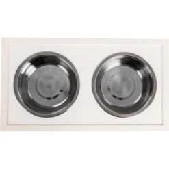 New Age Pet ECOFLEX Piedmont Double Diner Elevated Dog Bowls & Storage -Cozy Paws 175299 PT7. AC SS1800 V1598662574
