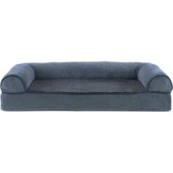 FurHaven Faux Fleece Orthopedic Bolster Cat & Dog Bed With Removable Cover -Cozy Paws 178112 PT2. AC SS1800 V1669921689