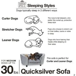 Enchanted Home Pet Quicksilver Sofa Cat & Dog Bed With Removable Cover, Medium, Silver -Cozy Paws 180292 PT2. AC SS1800 V1563226114