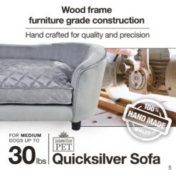 Enchanted Home Pet Quicksilver Sofa Cat & Dog Bed With Removable Cover, Medium, Silver -Cozy Paws 180292 PT5. AC SS1800 V1563226048
