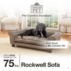 Enchanted Home Pet Rockwell Sofa Dog Bed With Removable Cover, Large, Pewter -Cozy Paws 180298 PT4. AC SS1800 V1563226383