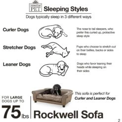 Enchanted Home Pet Rockwell Sofa Dog Bed With Removable Cover, Large, Pewter -Cozy Paws 180298 PT5. AC SS1800 V1563226364