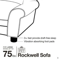 Enchanted Home Pet Rockwell Sofa Dog Bed With Removable Cover, Large, Pewter -Cozy Paws 180298 PT7. AC SS1800 V1563226404