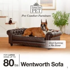 Enchanted Home Pet Wentworth Sofa Dog Bed With Removable Cover, Large, Charcoal Grey -Cozy Paws 180300 PT4. AC SS1800 V1563226413
