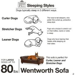Enchanted Home Pet Wentworth Sofa Dog Bed With Removable Cover, Large, Charcoal Grey -Cozy Paws 180300 PT5. AC SS1800 V1563226427