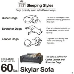 Enchanted Home Pet Skylar Sofa Dog Bed With Removable Cover, Large -Cozy Paws 180310 PT5. AC SS1800 V1563226619