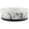 Bone Dry Non-Skid White Marble Ceramic Dog & Cat Bowl Set