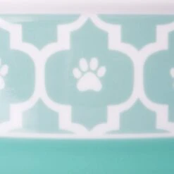 Bone Dry Paw Lattice Print Non-Skid Ceramic Dog & Cat Bowl Set -Cozy Paws 185453 PT3. AC SS1800 V1599191168